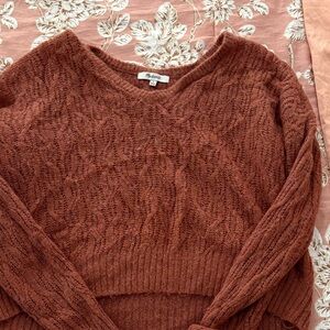 Madewell V-Neck Sweater in Rich Rust